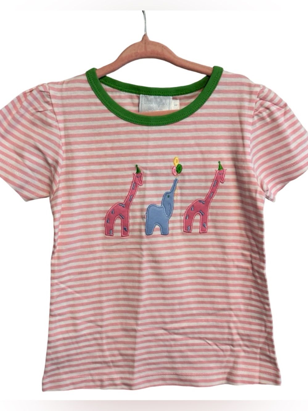 Little English Girls Party Animal Shirt Size 4 Pink Green Graphic Top NWT Tee